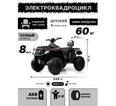 Детский электроквадроцикл T001TT 4WD черный